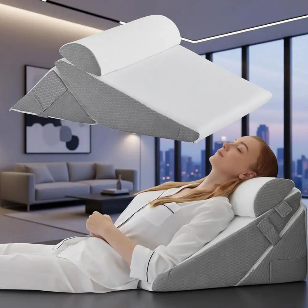 Orthopedic 3-Piece Wedge Pillow Set for Acid Reflux, Back Pain Relief, and Bed Sitting Comfort in White/Grey
Orthopedic 3-Piece Wedge Pillow Set for Acid Reflux, Back Pain Relief, and Bed Sitting Comfort in White/Grey