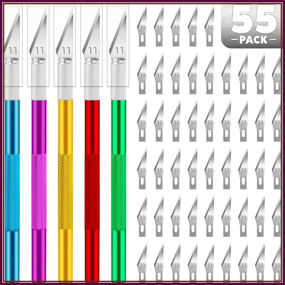 55 PCS Exacto Knife Set with 50 SK5 Blades, Hobby Knife for Miniatures, Precision Craft Knife
55 PCS Exacto Knife Set with 50 SK5 Blades, Hobby Knife for Miniatures, Precision Craft Knife