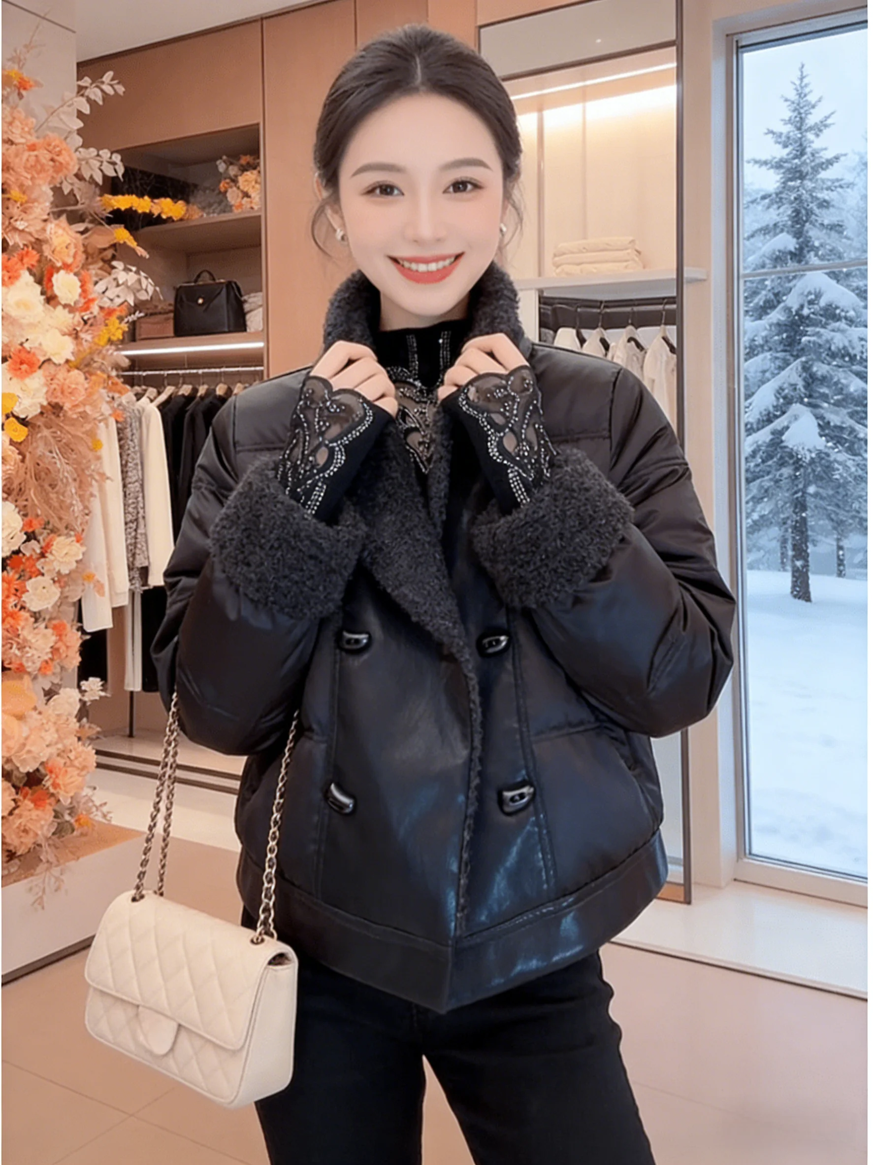 Ladies Faion Thiened Lamb Fur down Cotton Jaet Winter New Sle Small Size Warm Sli Cotton Coat Outerwear
Ladies Faion Thiened Lamb Fur down Cotton Jaet Winter New Sle Small Size Warm Sli Cotton Coat Outerwear