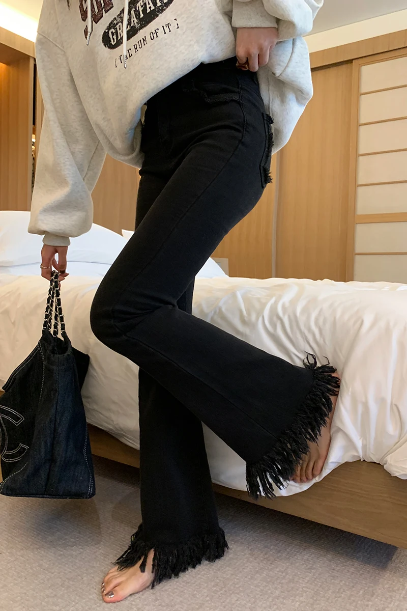 Bla High Waist Fringed Bell Bot Jeans Women's Autumn Winter New Sle We&Nine Sexy Sle Cotton Stretch Denim Pants
Bla High Waist Fringed Bell Bot Jeans Women's Autumn Winter New Sle We&Nine Sexy Sle Cotton Stretch Denim Pants