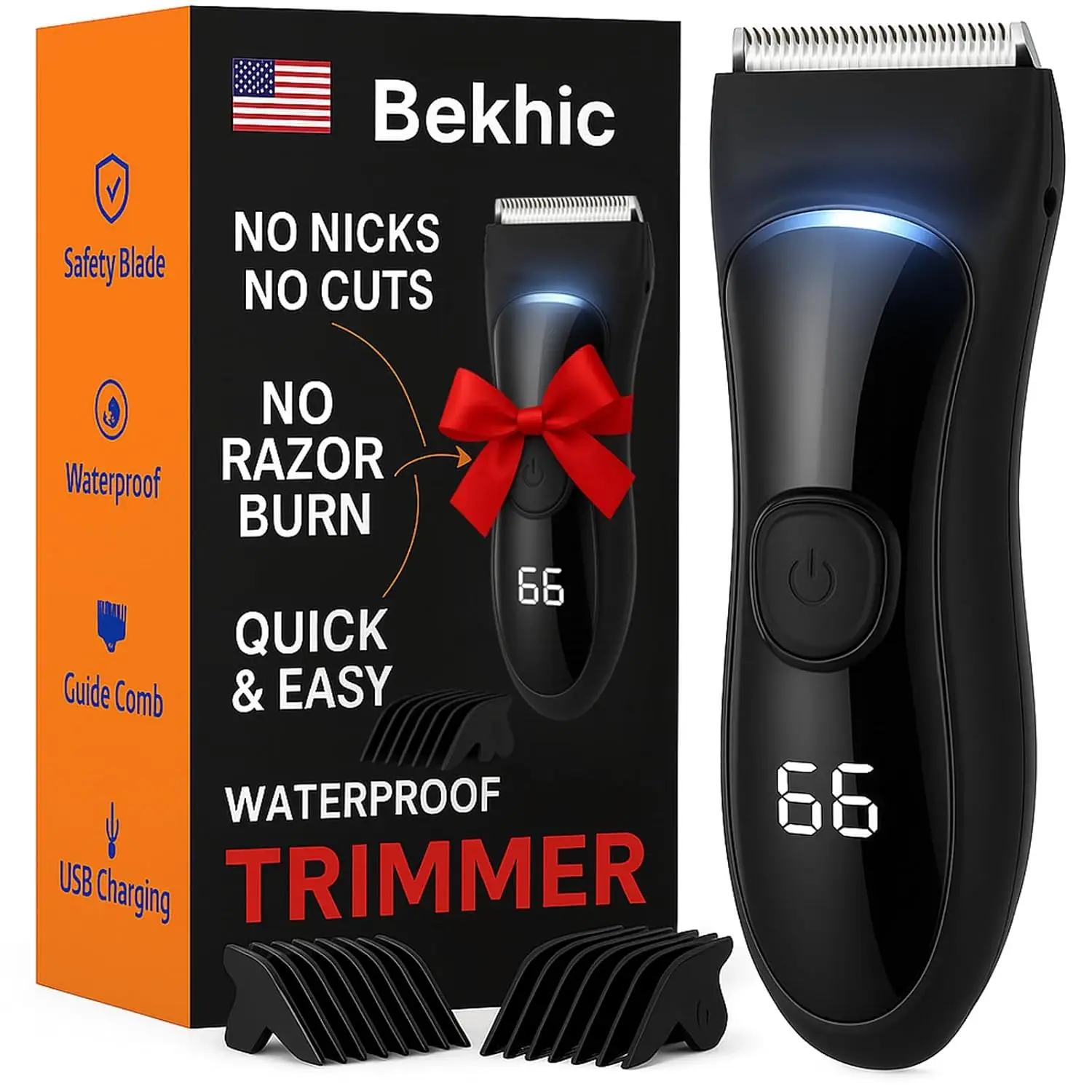 Waterproof Men's Body Hair Trimmer with LED Light - Ceramic Blade, 90-Min Runtime, Cordless Wet/Dry Clipper for Sensitive Skin
Waterproof Men's Body Hair Trimmer with LED Light - Ceramic Blade, 90-Min Runtime, Cordless Wet/Dry Clipper for Sensitive Skin