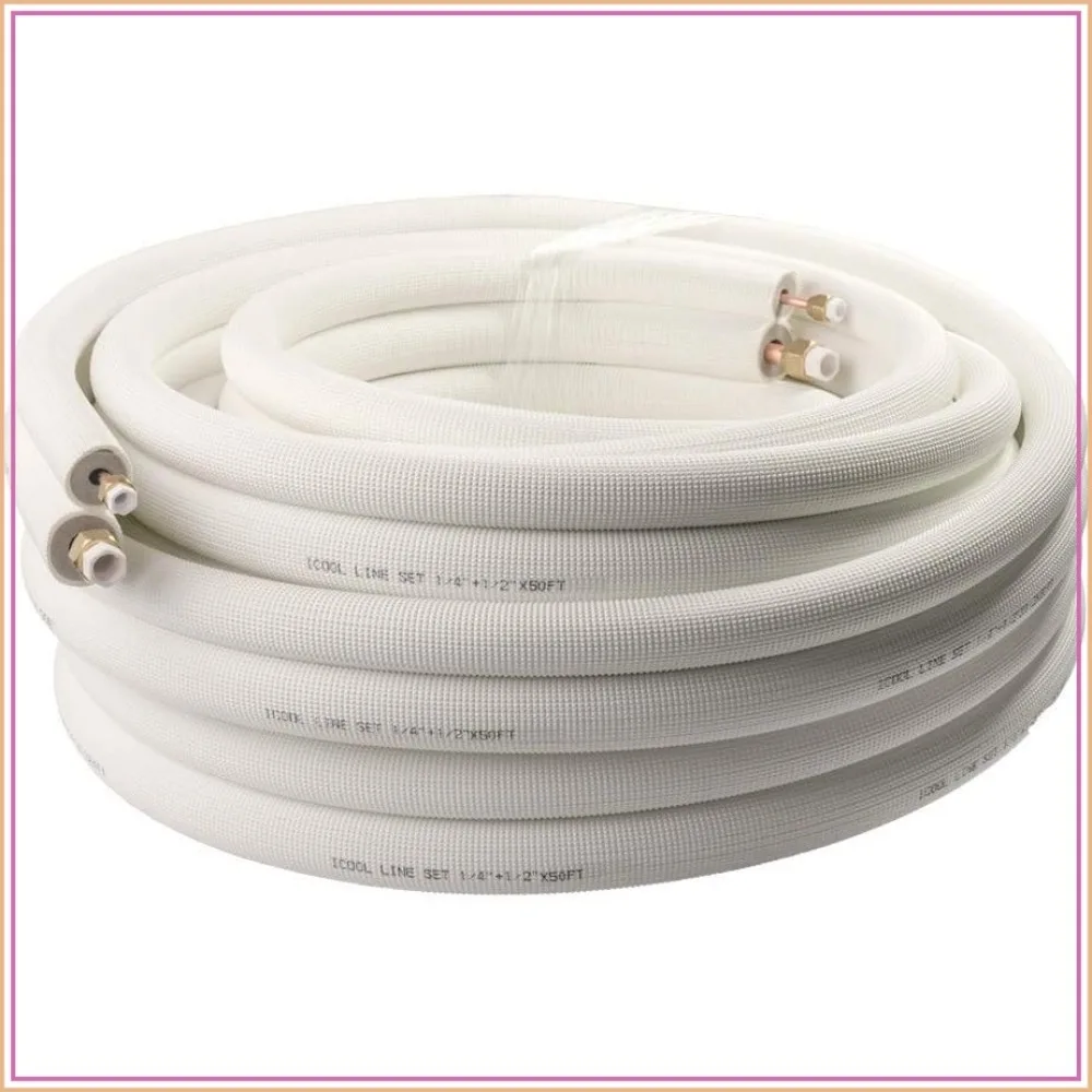 50Ft Mini Split Line Set 1/4" & 1/2" O.D. Thickened Insulated Copper Lines with Nuts for HVAC
50Ft Mini Split Line Set 1/4" & 1/2" O.D. Thickened Insulated Copper Lines with Nuts for HVAC
