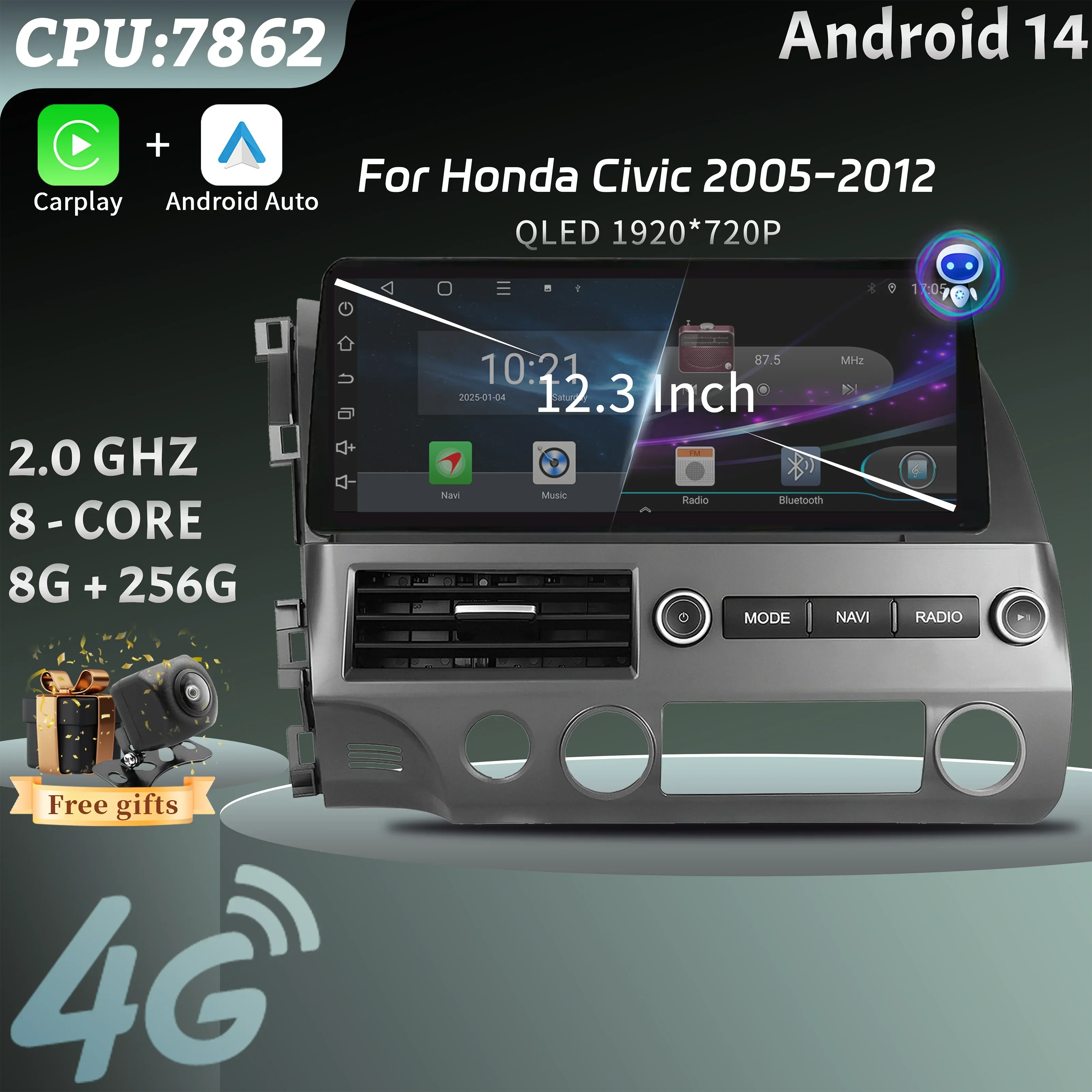12,3 "для Honda Civic 2005-2012 автомобильный радиоприемник навигация беспроводной BT CarPlay Android мультимедиа 4G GPS сенсорный головное устройство экран стерео
12,3 "для Honda Civic 2005-2012 автомобильный радиоприемник навигация беспроводной BT CarPlay Android мультимедиа 4G GPS сенсорный головное устройство экран стерео