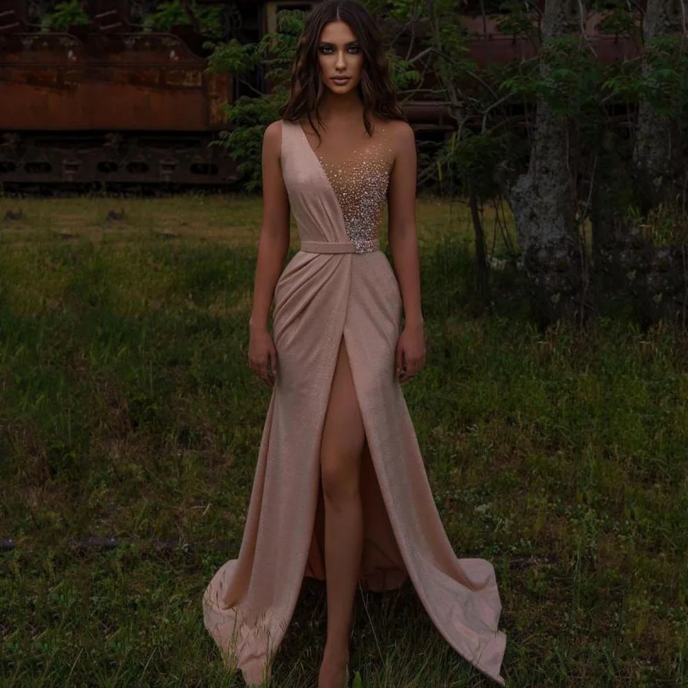 Customized Tank Sexy Prom Dresses Sequined Mermaid Party Gowns V Neck High Split Evening Dress Pink New Vestido De Novia
Customized Tank Sexy Prom Dresses Sequined Mermaid Party Gowns V Neck High Split Evening Dress Pink New Vestido De Novia