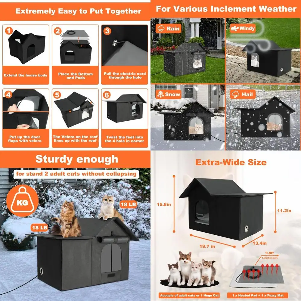 Outdoor Insulated Cat Shelter for Winter, Weatherproof Habitat with 2 Beds, Collapsible for Stray Cats & Small Wildlife
Outdoor Insulated Cat Shelter for Winter, Weatherproof Habitat with 2 Beds, Collapsible for Stray Cats & Small Wildlife