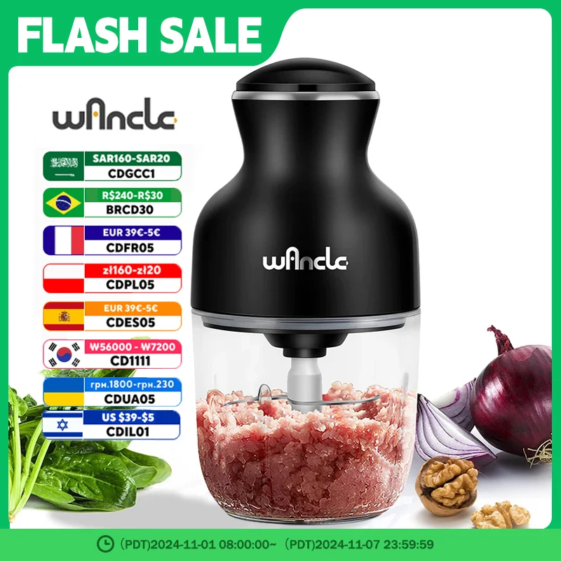 Wancle 0.6L Household Meat Grinder Food Processor Stainless Steel Blade 350W High Power Vegetable Fruit Chopper Kitchen Grinder
Wancle 0.6L Household Meat Grinder Food Processor Stainless Steel Blade 350W High Power Vegetable Fruit Chopper Kitchen Grinder