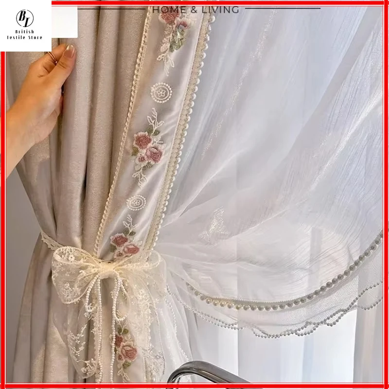 Custom French Romantic Cream Vintage Lace Embroidery Pearl Luxury Curtains for Living Room Bedroom Dining Blackout White Tulle
Custom French Romantic Cream Vintage Lace Embroidery Pearl Luxury Curtains for Living Room Bedroom Dining Blackout White Tulle
