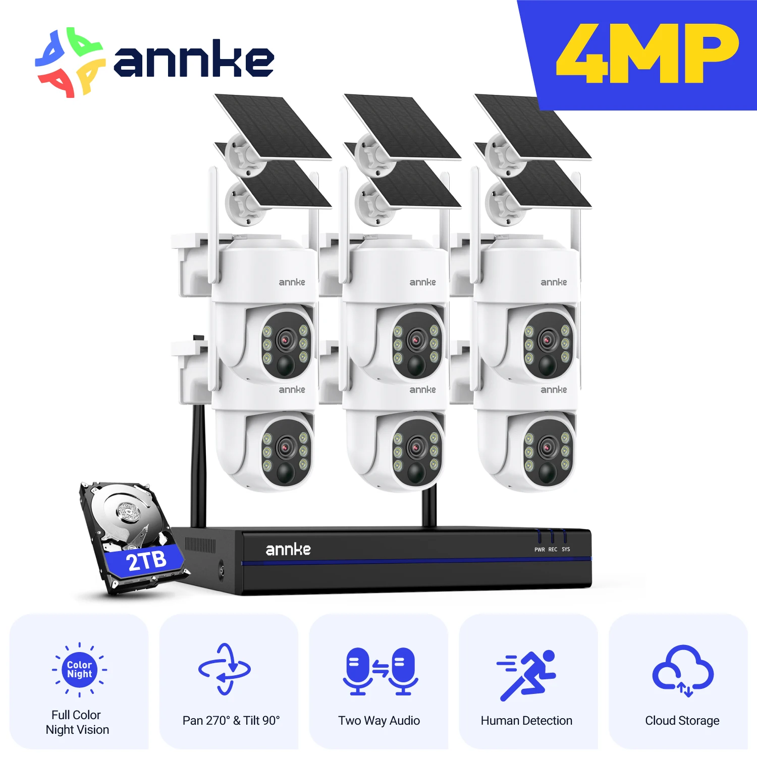 ANNKE 4MP Wireless surveillance system 16CH NVR wifi surveillance camera kit Audio Battery solar surveillance cameras outdoor
ANNKE 4MP Wireless surveillance system 16CH NVR wifi surveillance camera kit Audio Battery solar surveillance cameras outdoor