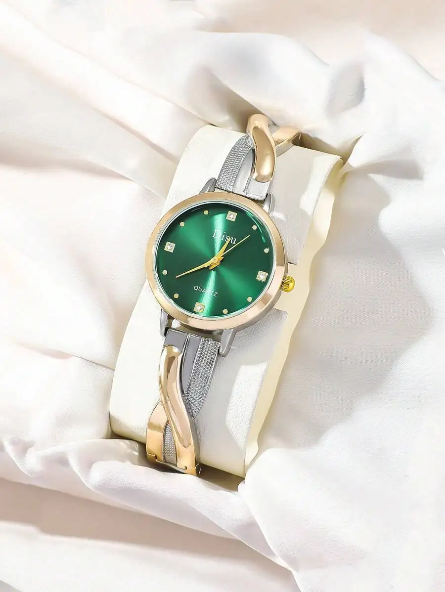 Green Dial Rhinestone Quartz Watch With Stainless Steel And Alloy Strap
Green Dial Rhinestone Quartz Watch With Stainless Steel And Alloy Strap