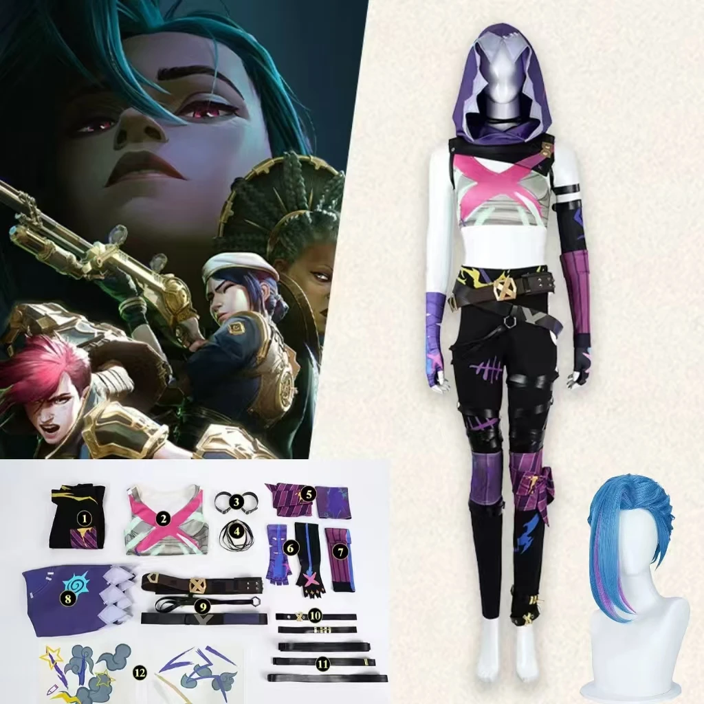 Jinx Arcane Season 2 Cosplay Costume Full Set - Wig Accessories Included for Halloween Party & Mobile Game Role Play
Jinx Arcane Season 2 Cosplay Costume Full Set - Wig Accessories Included for Halloween Party & Mobile Game Role Play