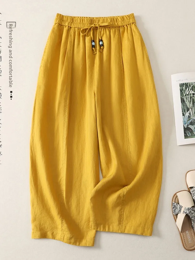Cotton Linen Wide Leg Pants Women's Summer Large Size Casual Pants Elastic Waist Belted Home Clothes Straight Cut Trousers
Cotton Linen Wide Leg Pants Women's Summer Large Size Casual Pants Elastic Waist Belted Home Clothes Straight Cut Trousers