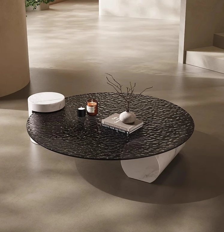*Tempered glass water ripple coffee table Italian living room marble creative special-shaped coffee table
*Tempered glass water ripple coffee table Italian living room marble creative special-shaped coffee table