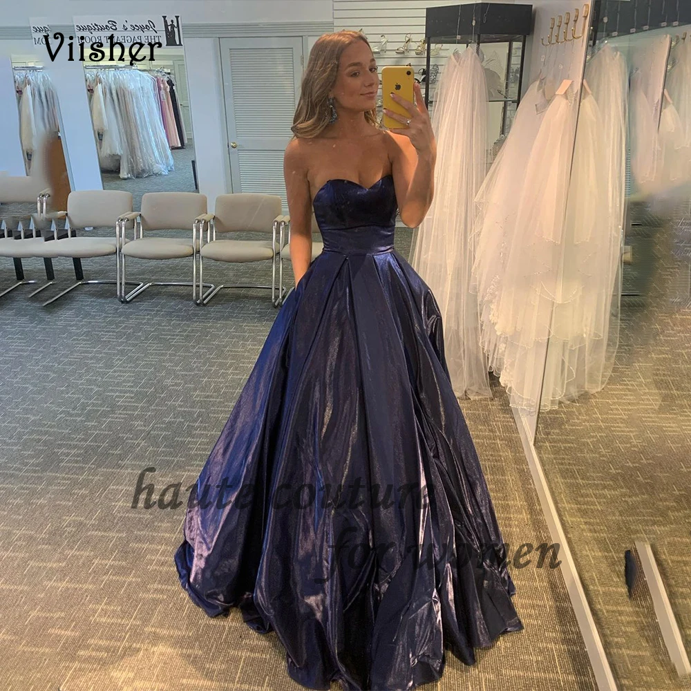Navy Blue Satin A Line Prom Dresses for Women Pleats Sweetheart Simple Evening Party Dress with Pockets Long Formal Gowns
Navy Blue Satin A Line Prom Dresses for Women Pleats Sweetheart Simple Evening Party Dress with Pockets Long Formal Gowns