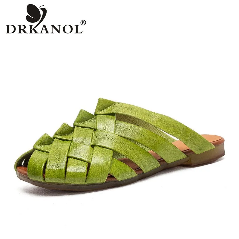 DRKANOL Women Summer Slippers Handmade Weave Slip On Fish Mouth Flats Heel Casual Slides Outside Soft Genuine Leather Slippers
DRKANOL Women Summer Slippers Handmade Weave Slip On Fish Mouth Flats Heel Casual Slides Outside Soft Genuine Leather Slippers