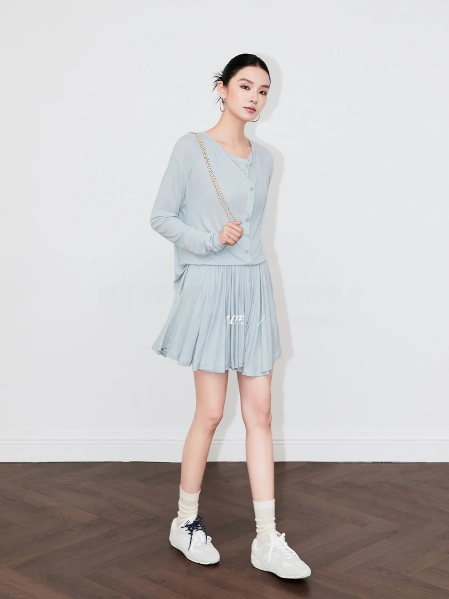 SUK вязаная длинная плиссированная юбка с высокой талией, комплект модных женских летних нарядов Agel Sle, повседневная круглая пуговица
SUK вязаная длинная плиссированная юбка с высокой талией, комплект модных женских летних нарядов Agel Sle, повседневная круглая пуговица