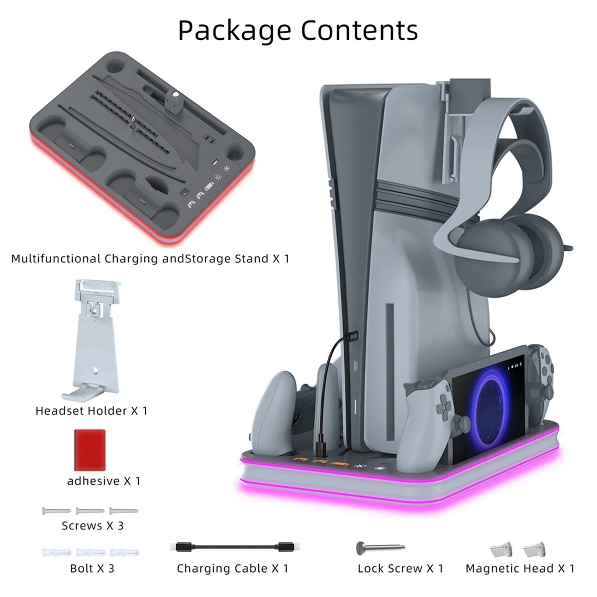 Controller Charging Dock with RGB Light Fan Cooling Base Charging Stand for PS5 Pro/Slim/for PS5 Full Series Console A-ABRJ
Controller Charging Dock with RGB Light Fan Cooling Base Charging Stand for PS5 Pro/Slim/for PS5 Full Series Console A-ABRJ