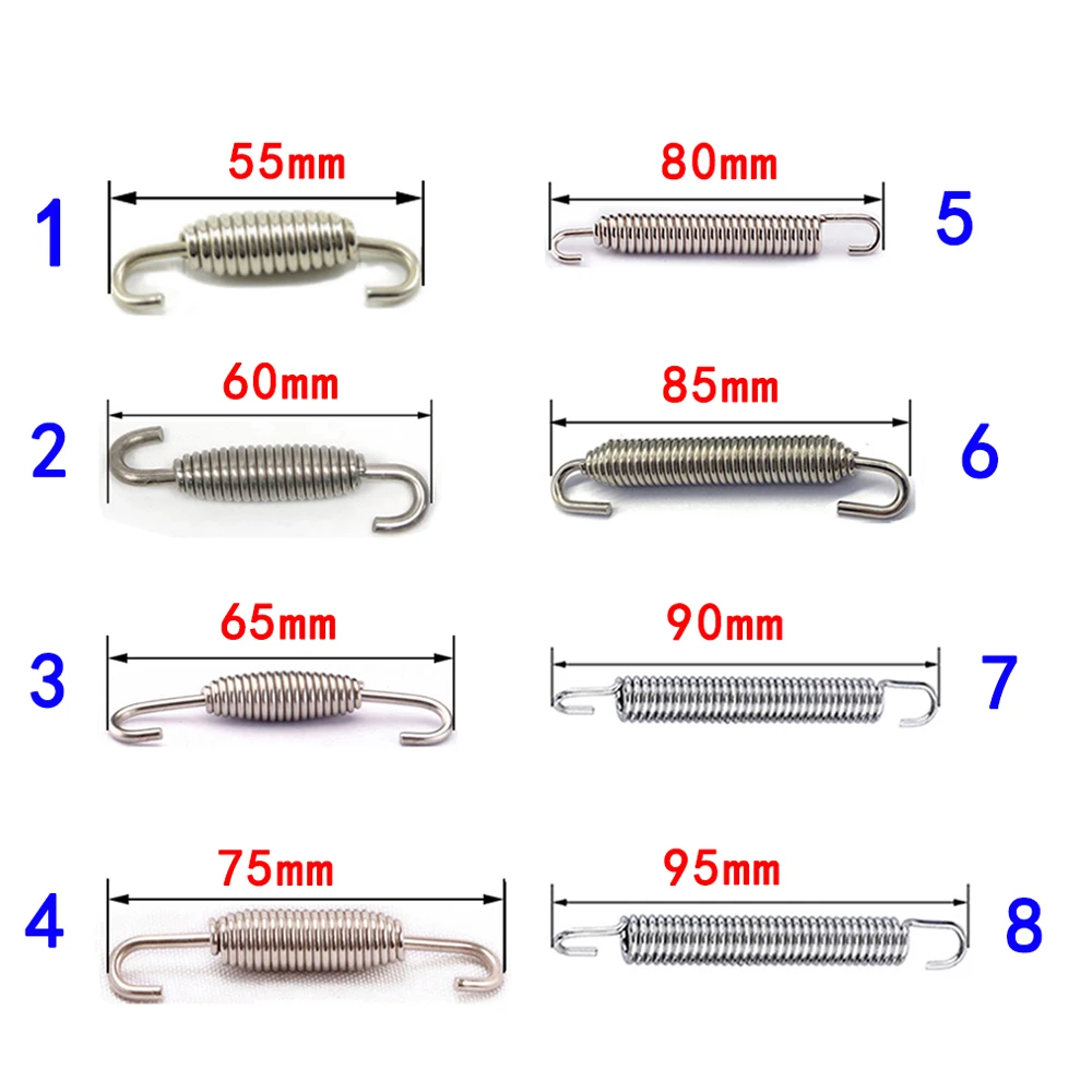 2pcs 55mm 60mm 65mm 75mm 80mm 85mm 90mm 95mm Motorcycle Stainless Steel Exhaust Pipe Spring Hooks Rotatable Expansion Springs
2pcs 55mm 60mm 65mm 75mm 80mm 85mm 90mm 95mm Motorcycle Stainless Steel Exhaust Pipe Spring Hooks Rotatable Expansion Springs