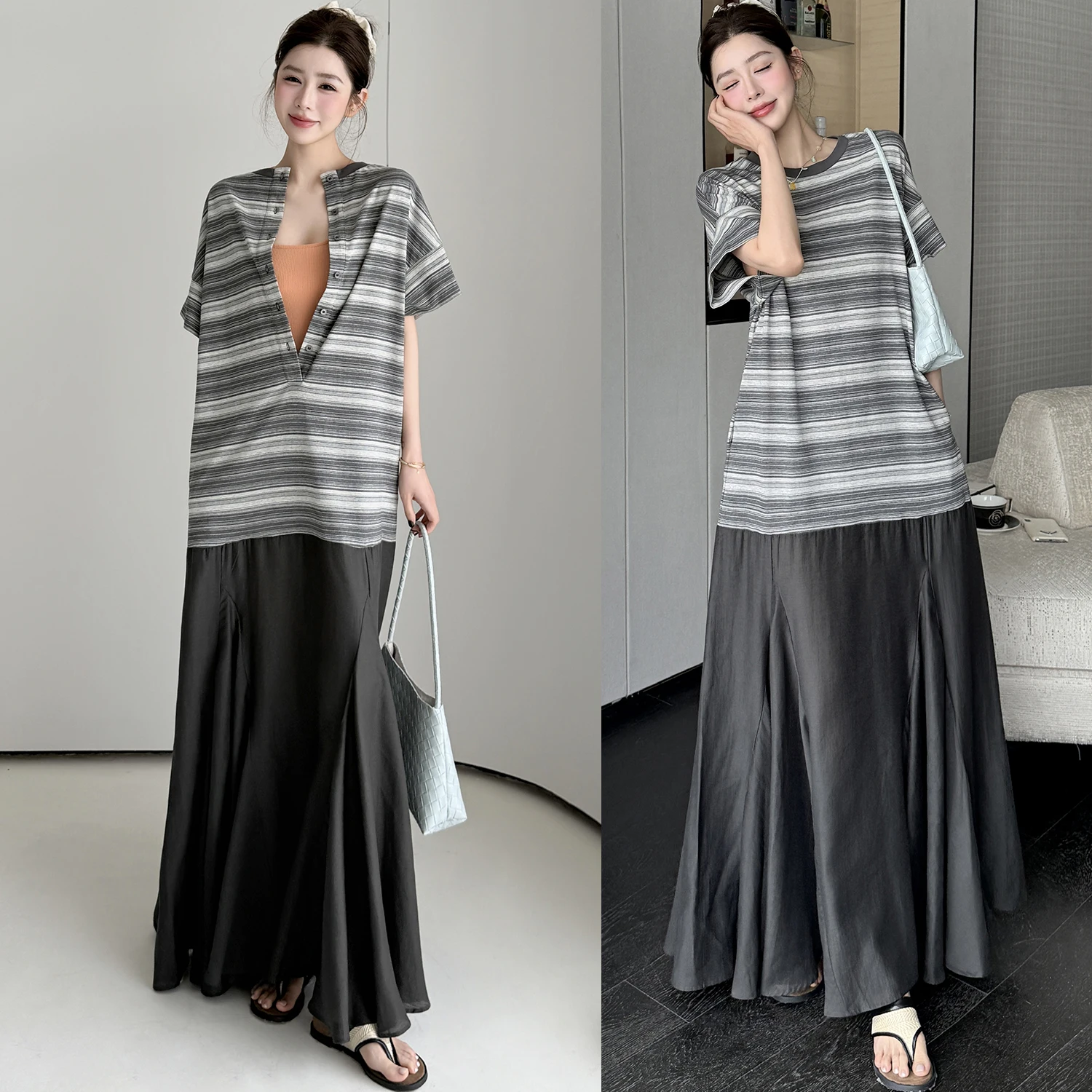 New 2026 Summer round Neck Short Sleeve Spliced Thin Veil Fish Tail Skirt Dress Women's Fashionable Elegant Dress
New 2026 Summer round Neck Short Sleeve Spliced Thin Veil Fish Tail Skirt Dress Women's Fashionable Elegant Dress
