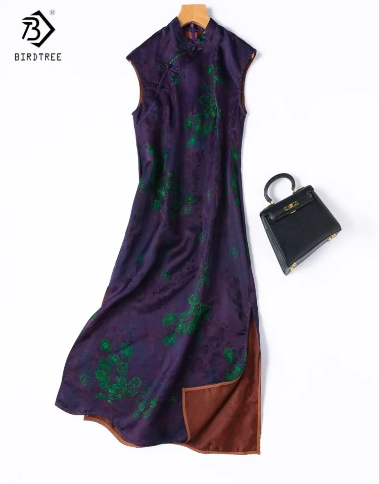 Birdtree Women's 24MM 100% Silk Dress,Jacquard Satin Printing Stand Collar Diagonal Placket Loose Cheongsam D55821JF
Birdtree Women's 24MM 100% Silk Dress,Jacquard Satin Printing Stand Collar Diagonal Placket Loose Cheongsam D55821JF