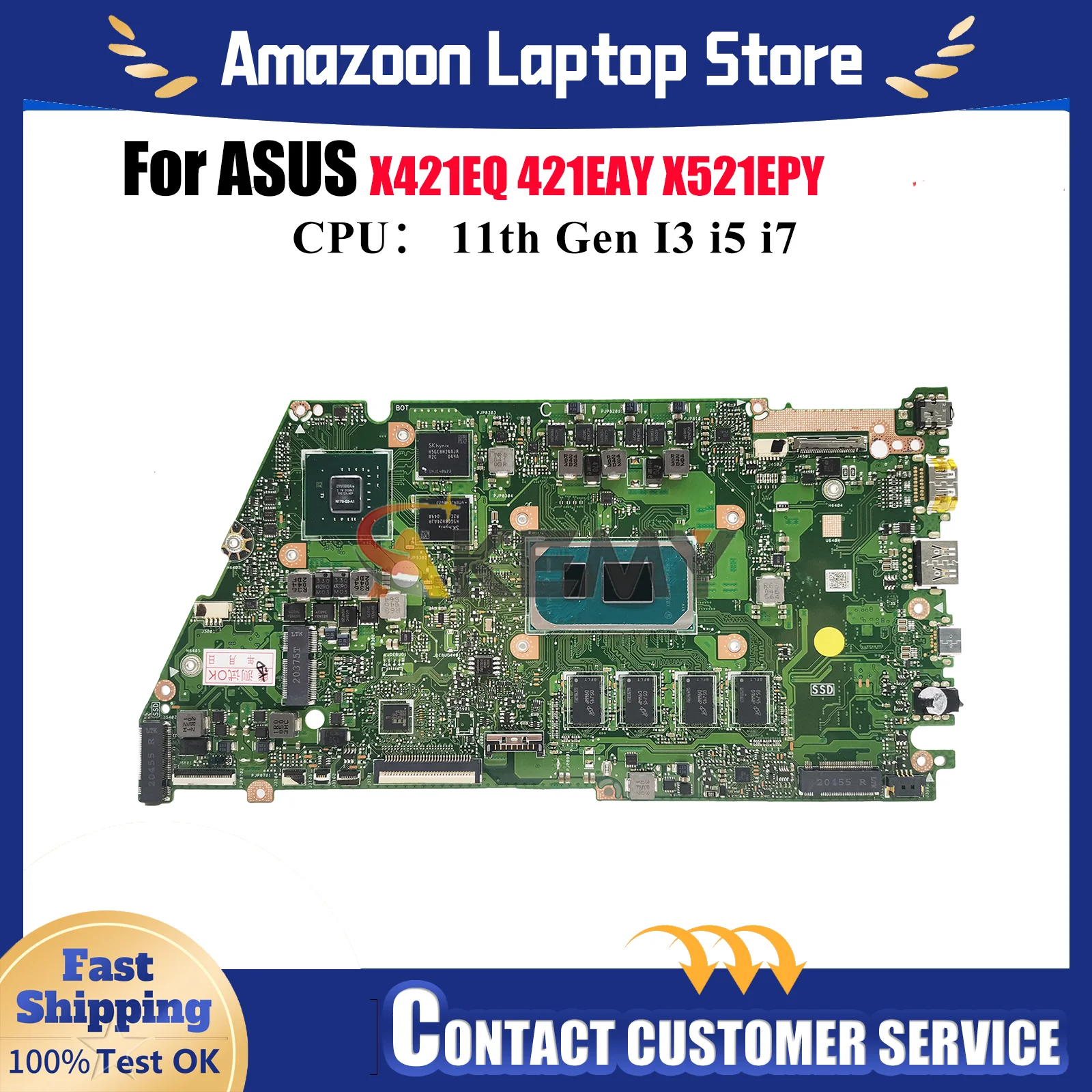 X421EQY Laptop Motherboard For ASUS K533E S533E X521E V533E X421EQ X521EPY R521E 421EAY X521EQ I521E Mainboard 11th Gen I3 i5 i7
X421EQY Laptop Motherboard For ASUS K533E S533E X521E V533E X421EQ X521EPY R521E 421EAY X521EQ I521E Mainboard 11th Gen I3 i5 i7
