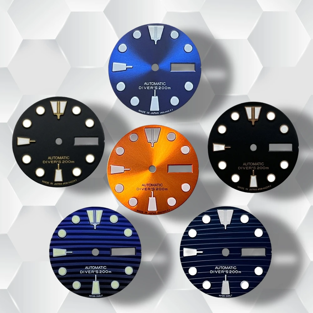 28.5mm S 5 Logo SKX007 Retro Dial Suitable for NH36/4R36 Movement Green Luminous Dual Calendar Watch Modification Accessories
28.5mm S 5 Logo SKX007 Retro Dial Suitable for NH36/4R36 Movement Green Luminous Dual Calendar Watch Modification Accessories