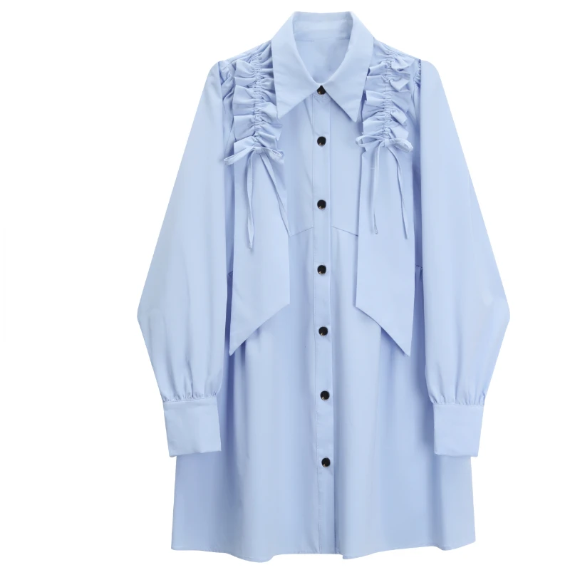 Blue Loose Straight Bow Women Shirts Dress Summer New Design 2024 Lantern Sleeved Elegant Female Outwear Tops
Blue Loose Straight Bow Women Shirts Dress Summer New Design 2024 Lantern Sleeved Elegant Female Outwear Tops