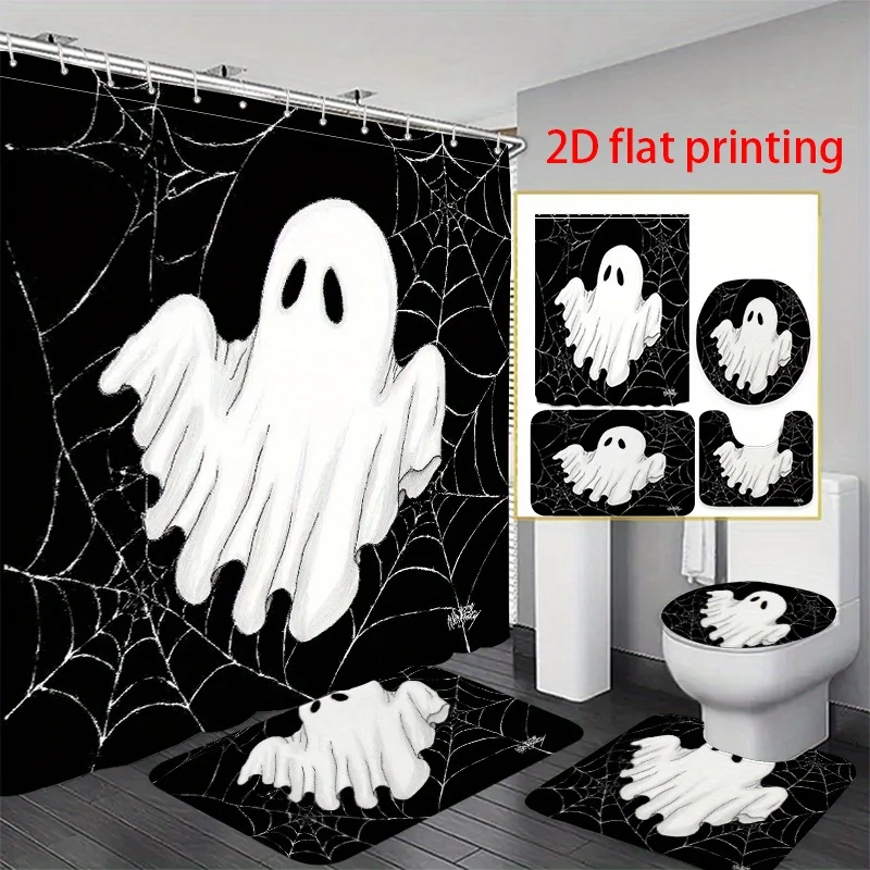 4pcs 2D flat printing Shower Curtain Bathroom Set A Friendly Ghost Among Spiderwebs. modern home decoration, shower curtain
4pcs 2D flat printing Shower Curtain Bathroom Set A Friendly Ghost Among Spiderwebs. modern home decoration, shower curtain
