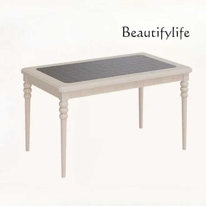 Retro French style all solid wood cream white dining table Begonia glass desktop rectangular table and chair combination
Retro French style all solid wood cream white dining table Begonia glass desktop rectangular table and chair combination