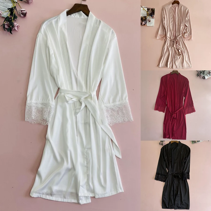 Sexy White Lace Bride Bridesmaid Wedding Robe Spring Summer Women Sleepwear Kimono Bathrobe Gown Loose Satin Nightdress Homewear
Sexy White Lace Bride Bridesmaid Wedding Robe Spring Summer Women Sleepwear Kimono Bathrobe Gown Loose Satin Nightdress Homewear
