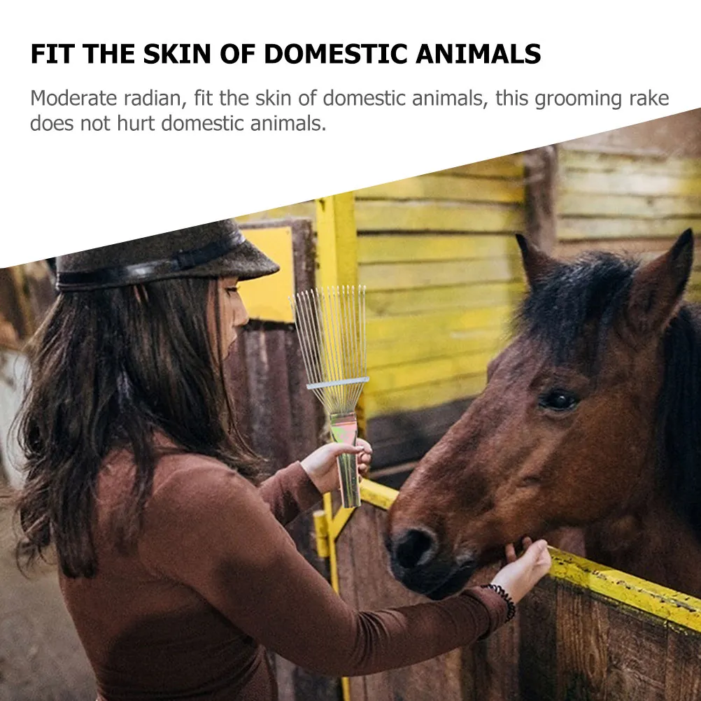 Металлическая щетка-грабли для ухода за лошадьми с гладкими краями, для удаления шерсти крупного рогатого скота, овец и других животных, массажный и чистящий инструмент
Металлическая щетка-грабли для ухода за лошадьми с гладкими краями, для удаления шерсти крупного рогатого скота, овец и других животных, массажный и чистящий инструмент