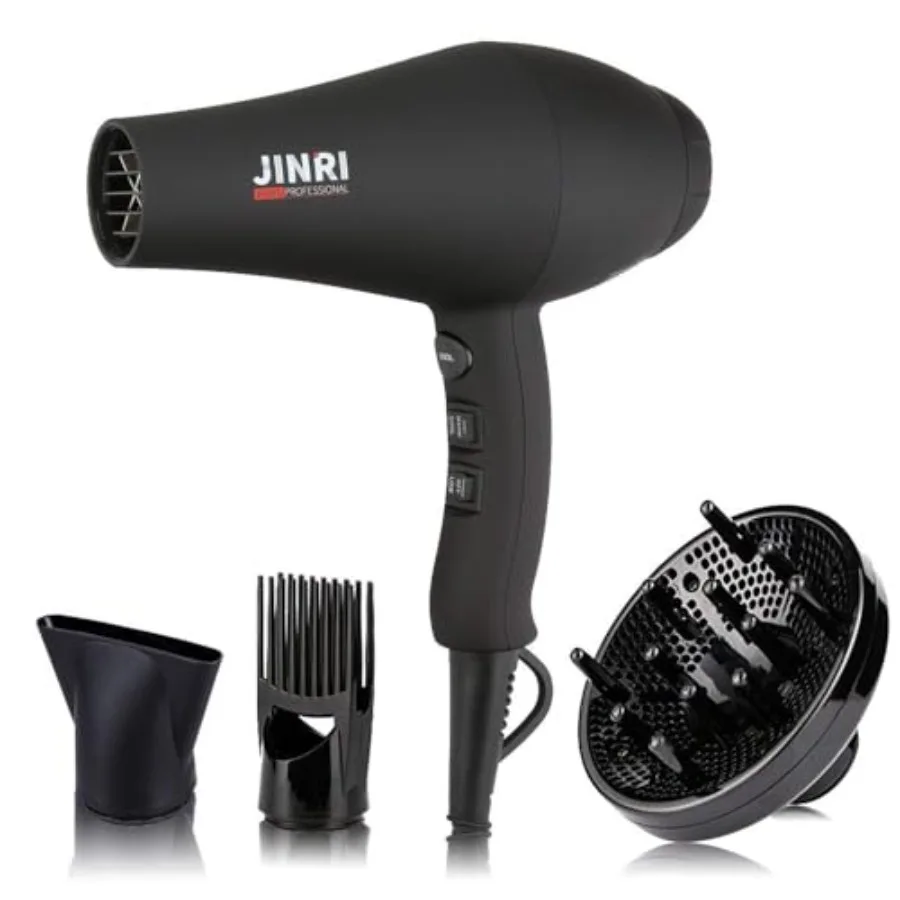JINRI Hair Dryer 1875W 3 Heat and 2 Speed with Diffuser with Concentrator Ionic Technology and Infrared - Black Detachable Air
JINRI Hair Dryer 1875W 3 Heat and 2 Speed with Diffuser with Concentrator Ionic Technology and Infrared - Black Detachable Air