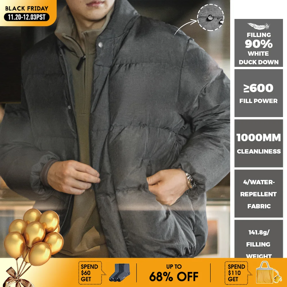 Maden Casual Stand-up Collar Down Jacket 90% White Duck Down Warm Loose Fit Versatile Solid Color Outerwear for Men Winter Coat
Maden Casual Stand-up Collar Down Jacket 90% White Duck Down Warm Loose Fit Versatile Solid Color Outerwear for Men Winter Coat