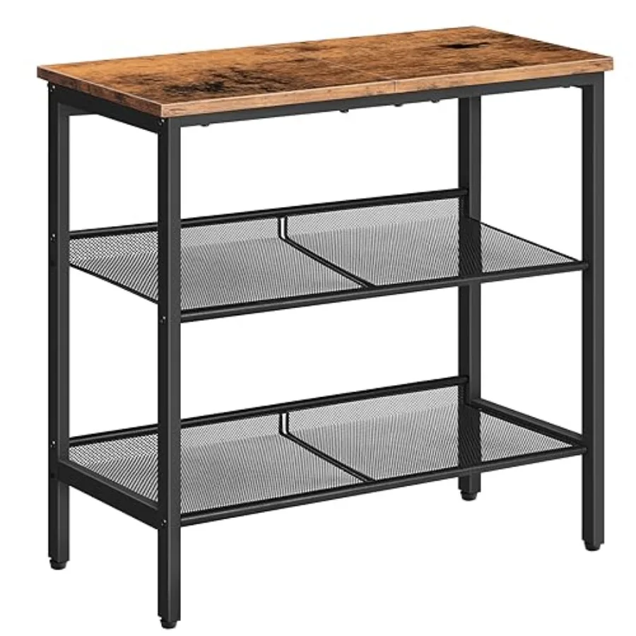 End Table for small spaces, hallway, living room, bedroom; rustic brown and black finish; 3-tier narrow design with 2 adjustabl
End Table for small spaces, hallway, living room, bedroom; rustic brown and black finish; 3-tier narrow design with 2 adjustabl