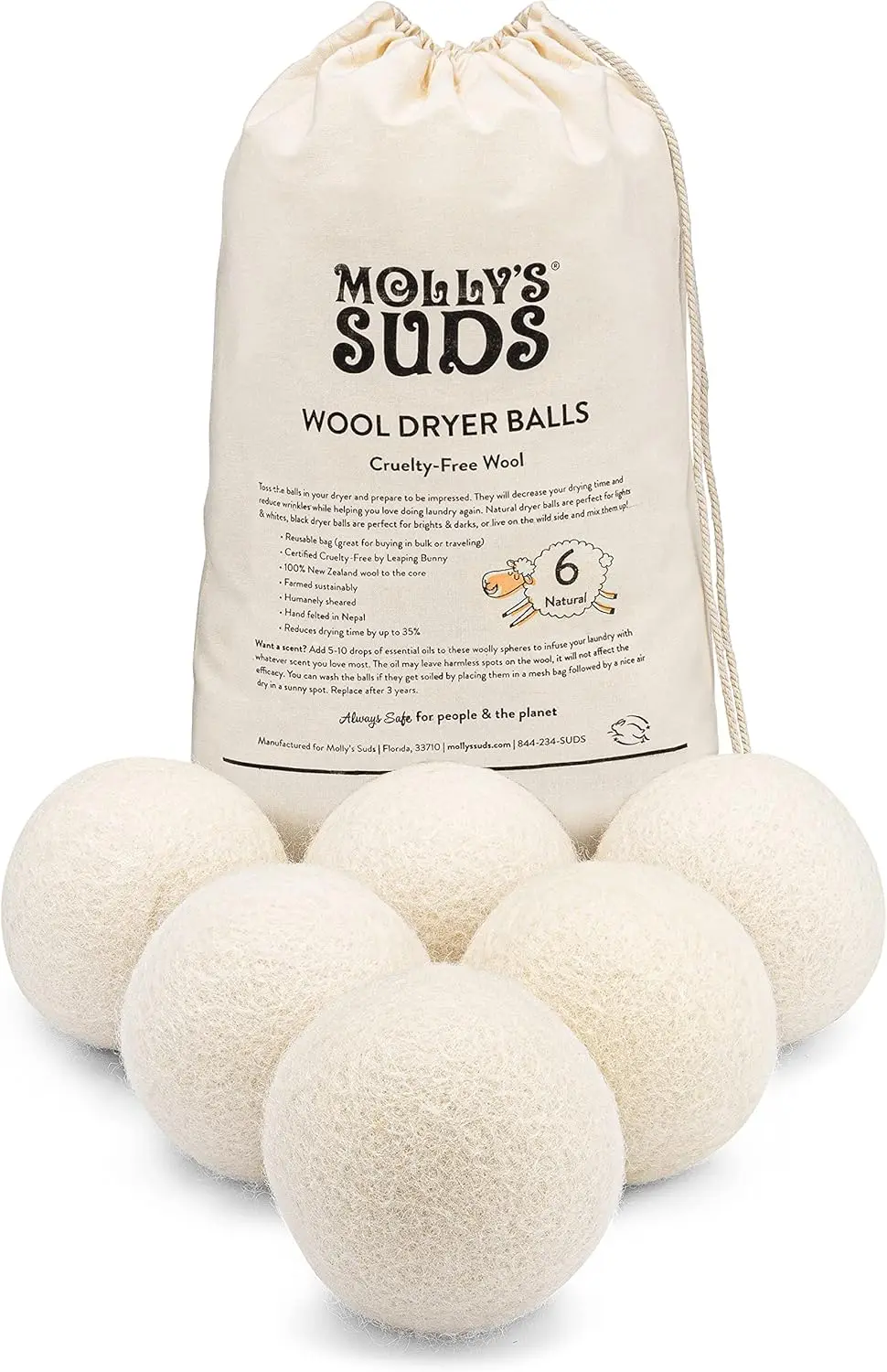 XL Organic Wool Dryer Balls Set of 6, Hypoallergenic Fabric Softener, Reduces Drying Time, Reusable
XL Organic Wool Dryer Balls Set of 6, Hypoallergenic Fabric Softener, Reduces Drying Time, Reusable