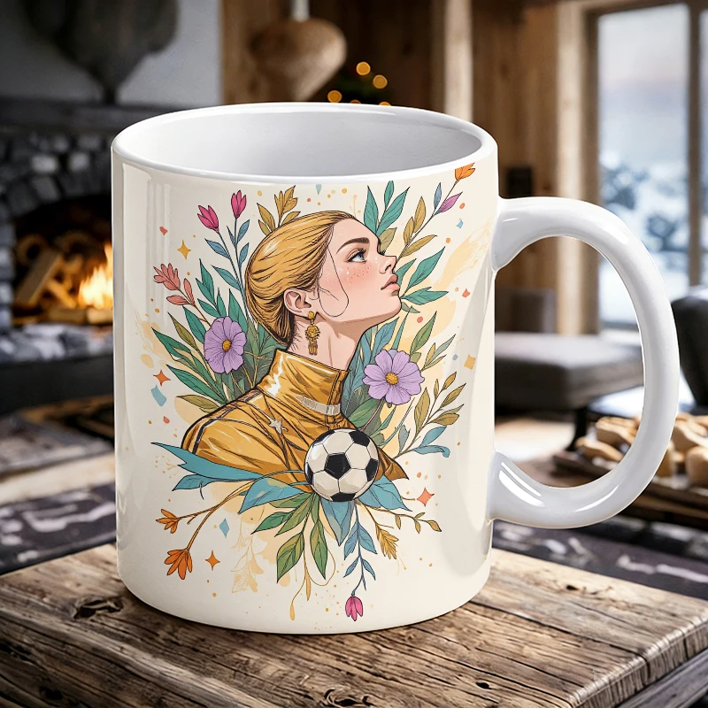 Floral Female Football Player Art Print Coffee Mug, Aesthetic Girl Soccer Ceramic Cup, 11oz Creative Sport Art Daily Water Mug
Floral Female Football Player Art Print Coffee Mug, Aesthetic Girl Soccer Ceramic Cup, 11oz Creative Sport Art Daily Water Mug