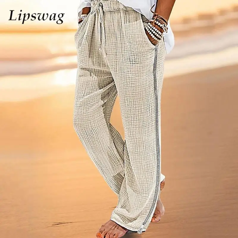Bohemian Style Casual Pants Men Vintage Pleated Cotton Linen Thin Trousers Fall Mens Clothing Fashion Side Zip-up Straight Pants
Bohemian Style Casual Pants Men Vintage Pleated Cotton Linen Thin Trousers Fall Mens Clothing Fashion Side Zip-up Straight Pants