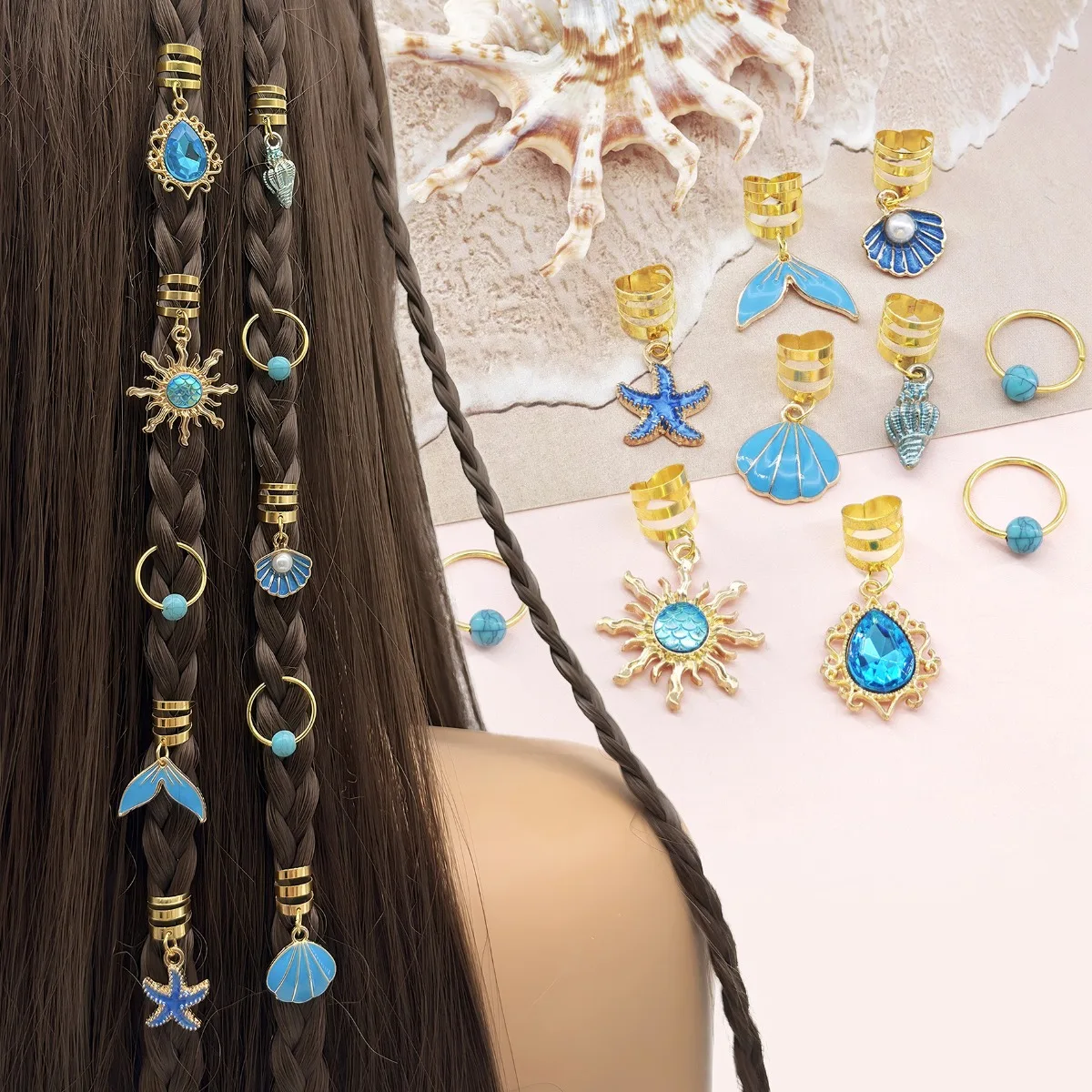 10Pcs Blue Gem Baroque Sun Fish Tail Shell Hair Rings Bohemian Hair Accessories
10Pcs Blue Gem Baroque Sun Fish Tail Shell Hair Rings Bohemian Hair Accessories