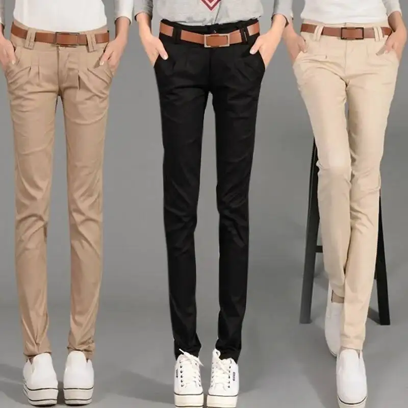 Casual Mid Waist Pants Women 2025 Korean Fashion Spring Autumn Black Khaki Pencil Pants Office Ladies Streetwear Long Trousers 
Casual Mid Waist Pants Women 2025 Korean Fashion Spring Autumn Black Khaki Pencil Pants Office Ladies Streetwear Long Trousers