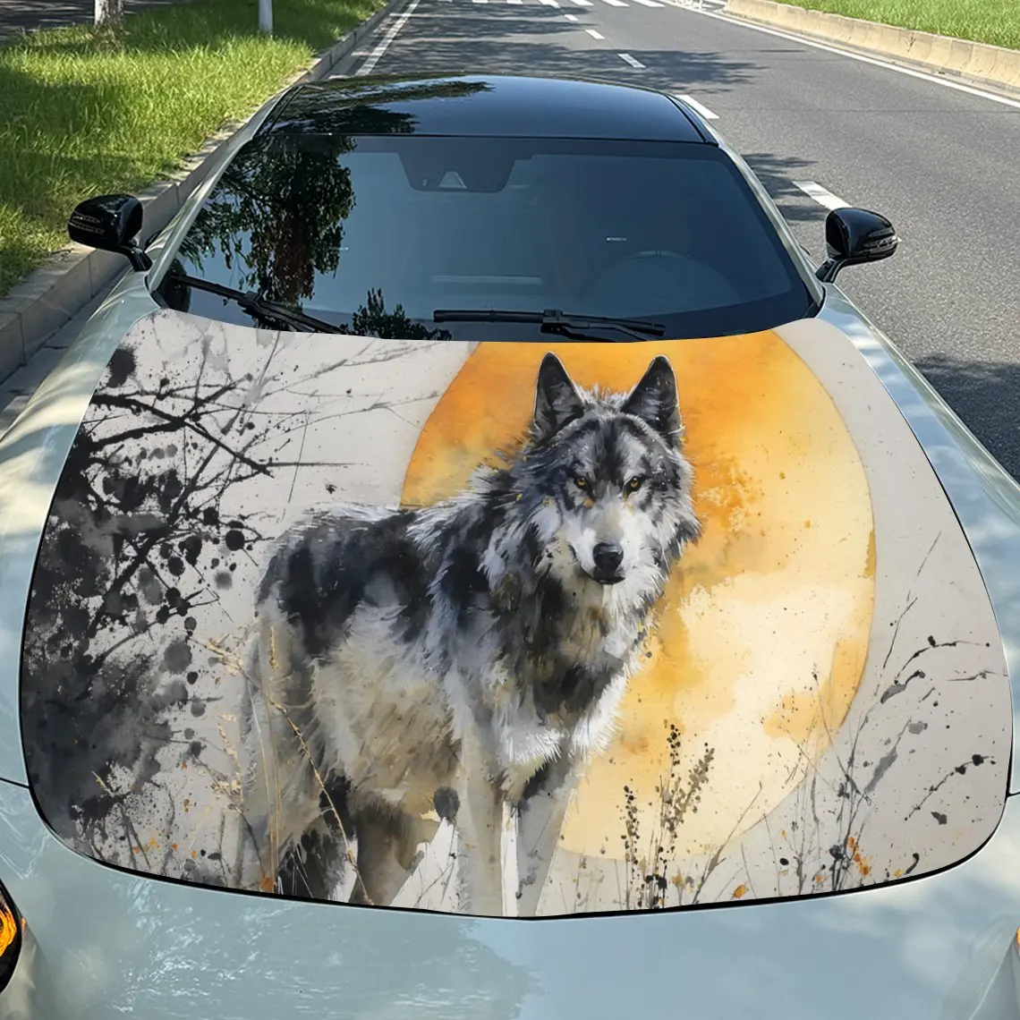 Artistic Moon Wolf Car Vinyl Wrap, PVC Waterproof Car Hood Sticker, Self-Adhesive Scratch-Resistant Stickers for Engine Cover, C
Artistic Moon Wolf Car Vinyl Wrap, PVC Waterproof Car Hood Sticker, Self-Adhesive Scratch-Resistant Stickers for Engine Cover, C