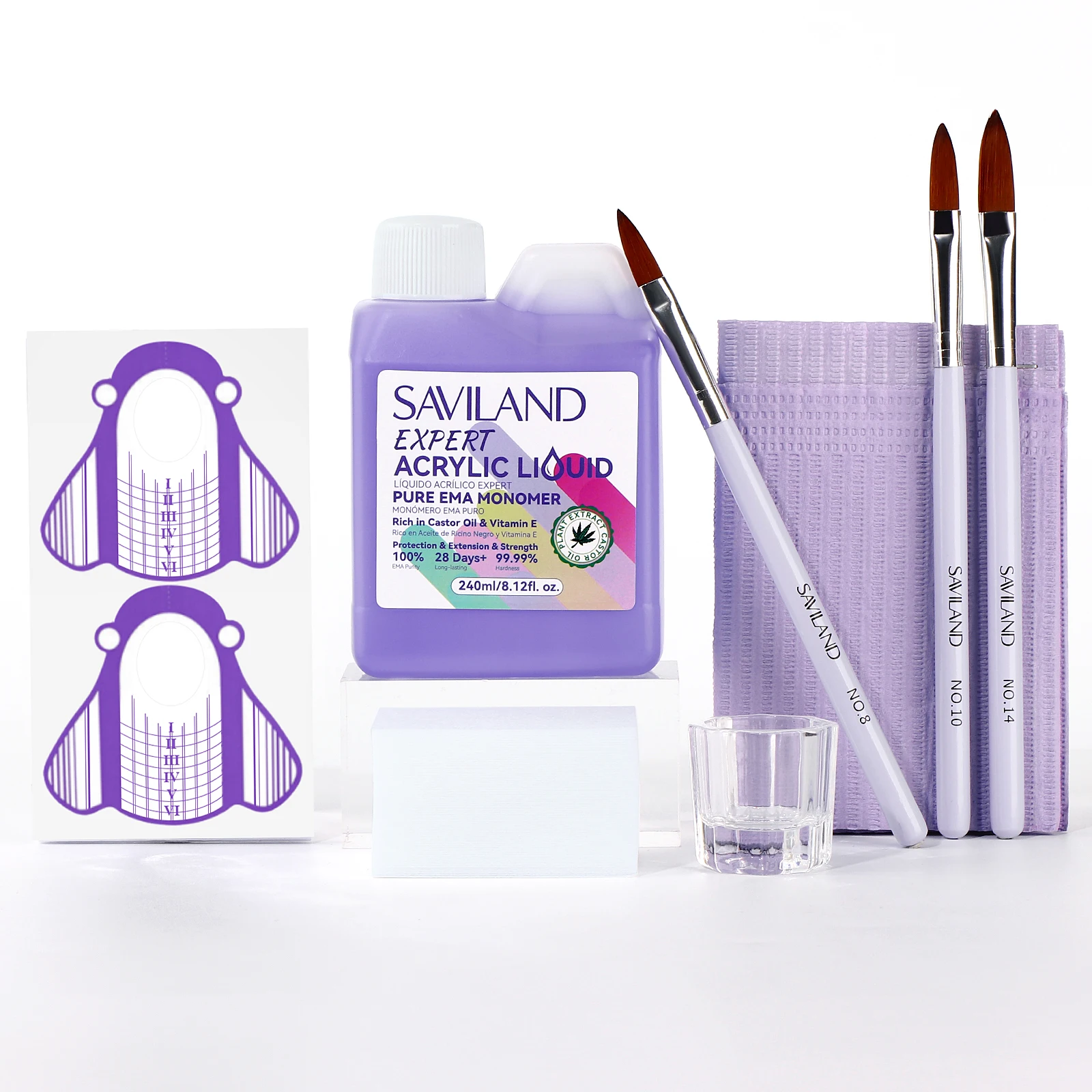 SAVILAND 8OZ EMA акриловый жидкий мономер без запаха Pure Formula профессиональный комплект с кистью Dappen коврик для посуды для маникюрного салона
SAVILAND 8OZ EMA акриловый жидкий мономер без запаха Pure Formula профессиональный комплект с кистью Dappen коврик для посуды для маникюрного салона