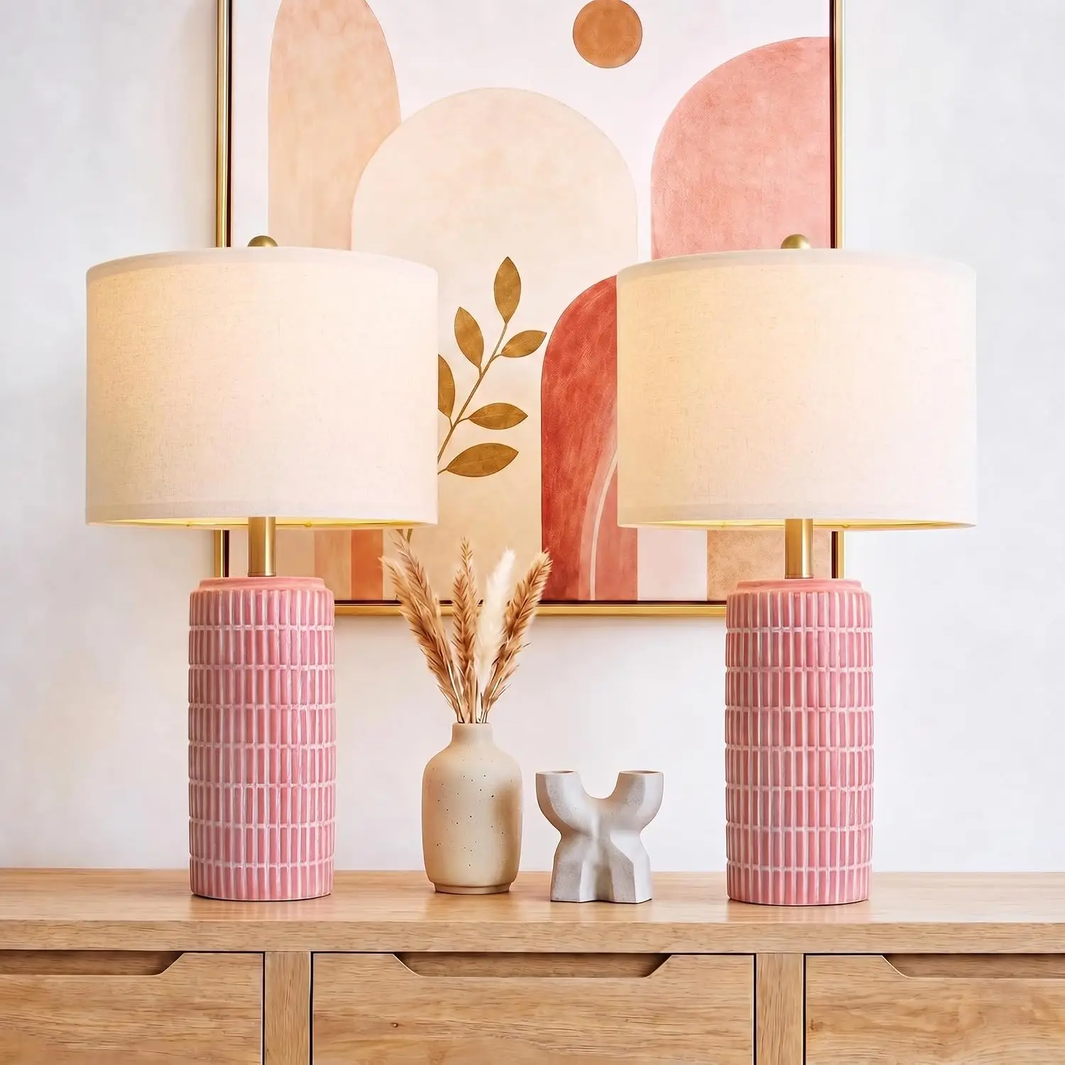 23" Ceramic Table Lamps Set of 2, Farmhouse Bedside Lamps for Living Room Bedroom Office, Rustic Nightstand Decor, Matte Red
23" Ceramic Table Lamps Set of 2, Farmhouse Bedside Lamps for Living Room Bedroom Office, Rustic Nightstand Decor, Matte Red
