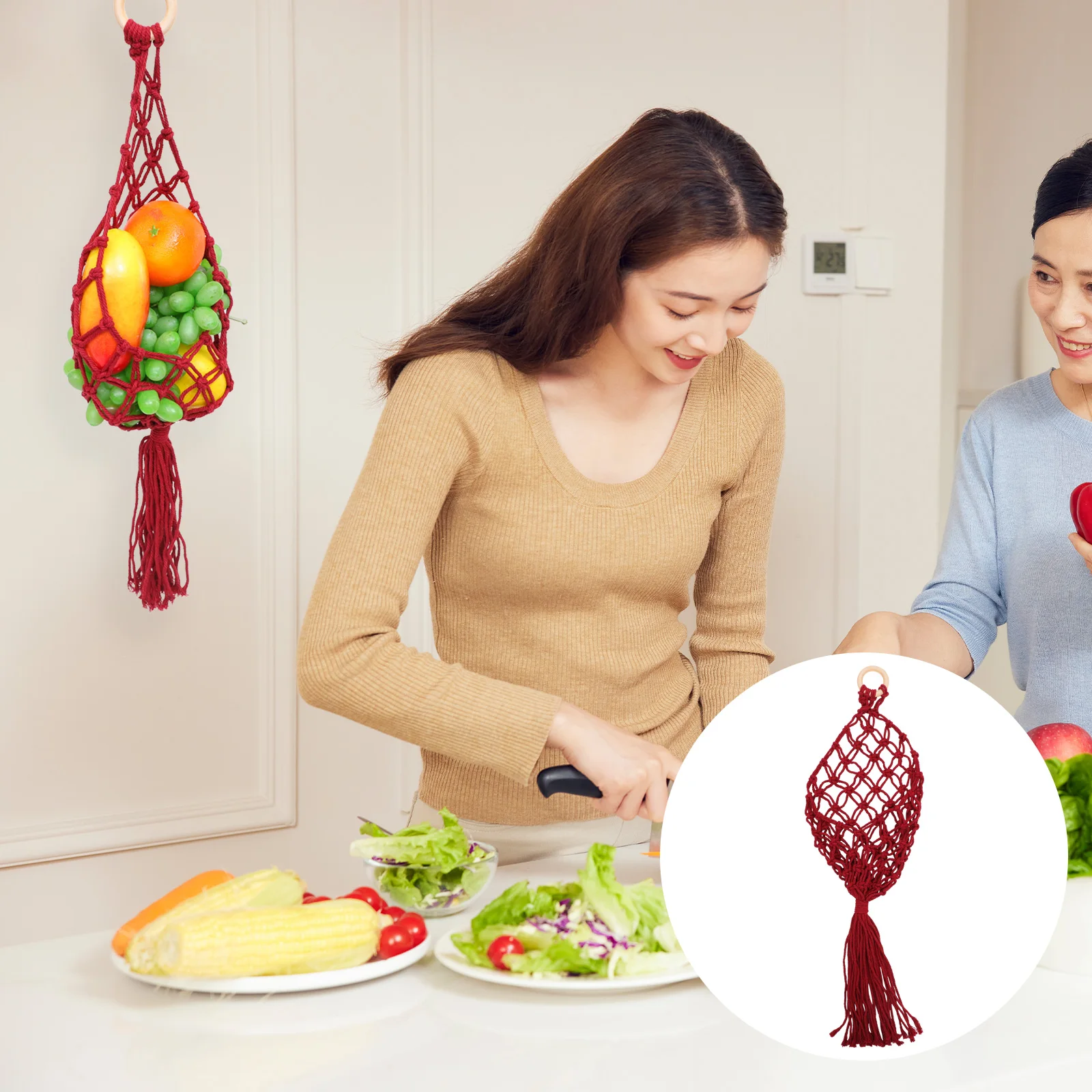 Fruit Vegetable Net Bag Woven Hanging Basket for Kitchen Storage Cotton Thread Macrame Baskets Airflow Wall Gift Housewarming
Fruit Vegetable Net Bag Woven Hanging Basket for Kitchen Storage Cotton Thread Macrame Baskets Airflow Wall Gift Housewarming