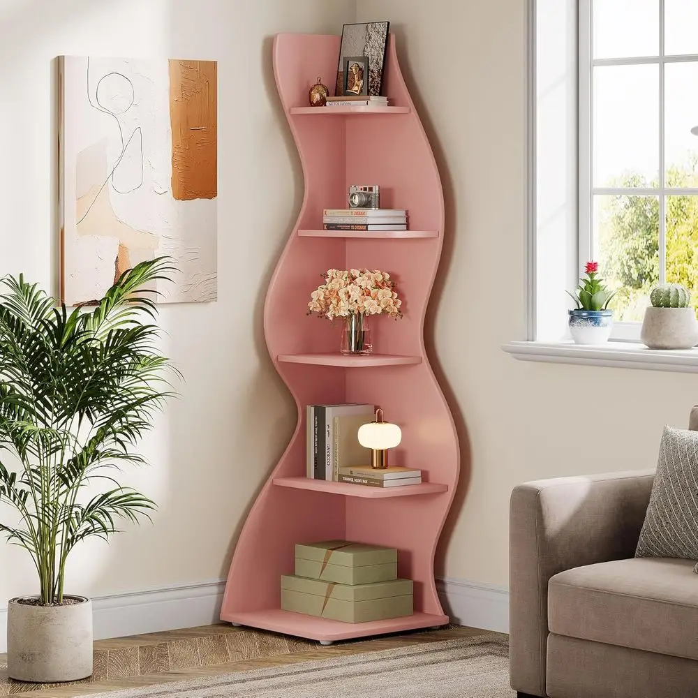 Wavy Shel, ern 5-Tier Bookshel Bookcase with Curvy Shape, Unique Plant Stand Display Rack or Living Room Small Space (Pink)
Wavy Shel, ern 5-Tier Bookshel Bookcase with Curvy Shape, Unique Plant Stand Display Rack or Living Room Small Space (Pink)