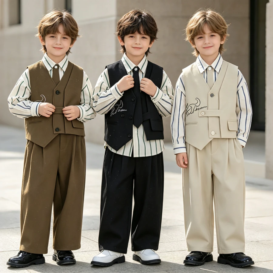 Vintage British Kids Formal Vest Suit Boys Sparkle Waistcoat Shirt Tie Pants for Graduation School Host Party Page Boy Costume
Vintage British Kids Formal Vest Suit Boys Sparkle Waistcoat Shirt Tie Pants for Graduation School Host Party Page Boy Costume
