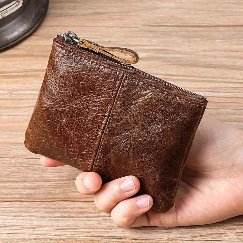 Vintage Top Layer Oil Wax Leather Coin Purse Car Key Card Holder Genuine Leather Storage Bag for Youth Female
Vintage Top Layer Oil Wax Leather Coin Purse Car Key Card Holder Genuine Leather Storage Bag for Youth Female
