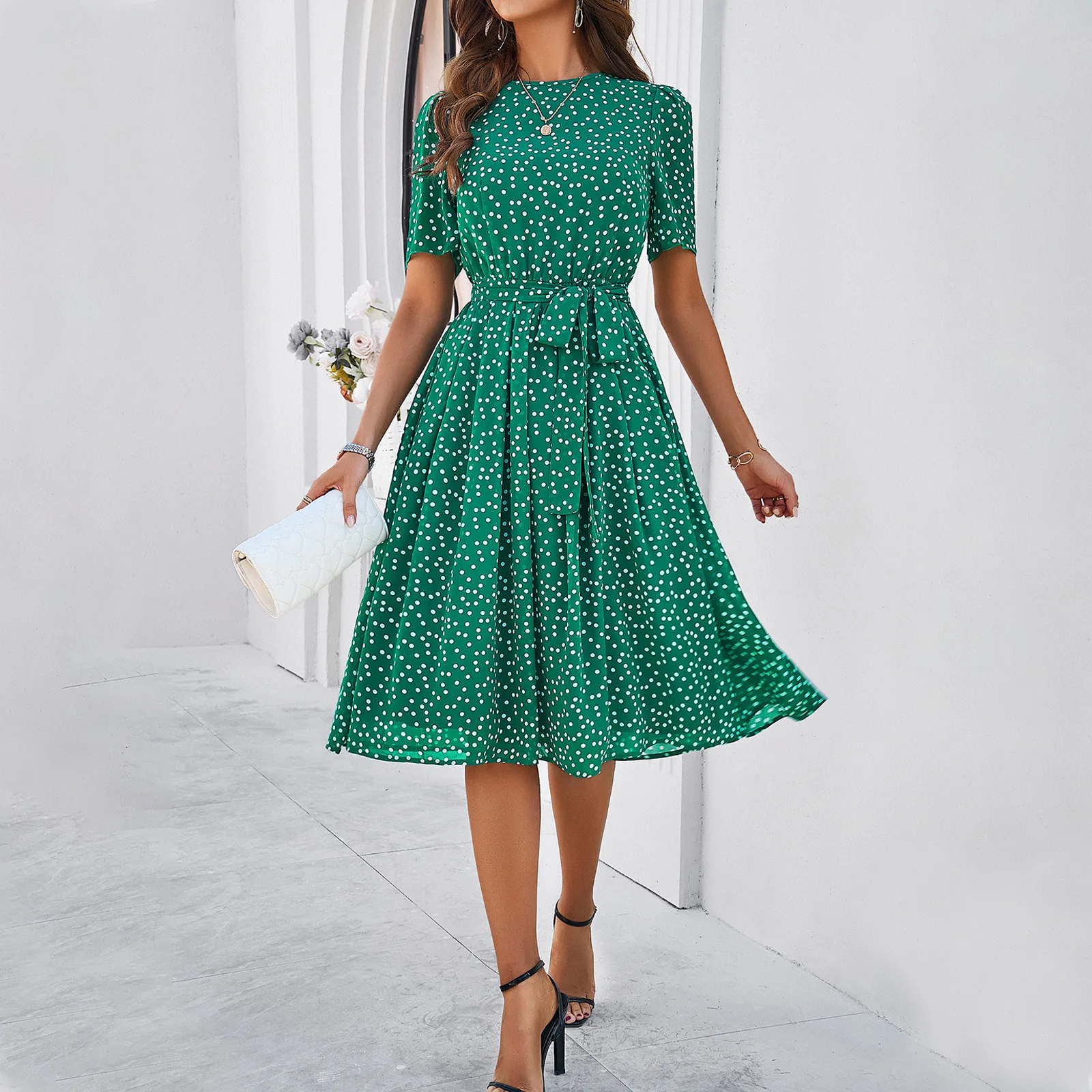 Boho Women's Summer Short Sleeve Polka Dot Midi Dress For Beach Vintage Sundress Casual Pleated Party Dresses Vestidos Female
Boho Women's Summer Short Sleeve Polka Dot Midi Dress For Beach Vintage Sundress Casual Pleated Party Dresses Vestidos Female