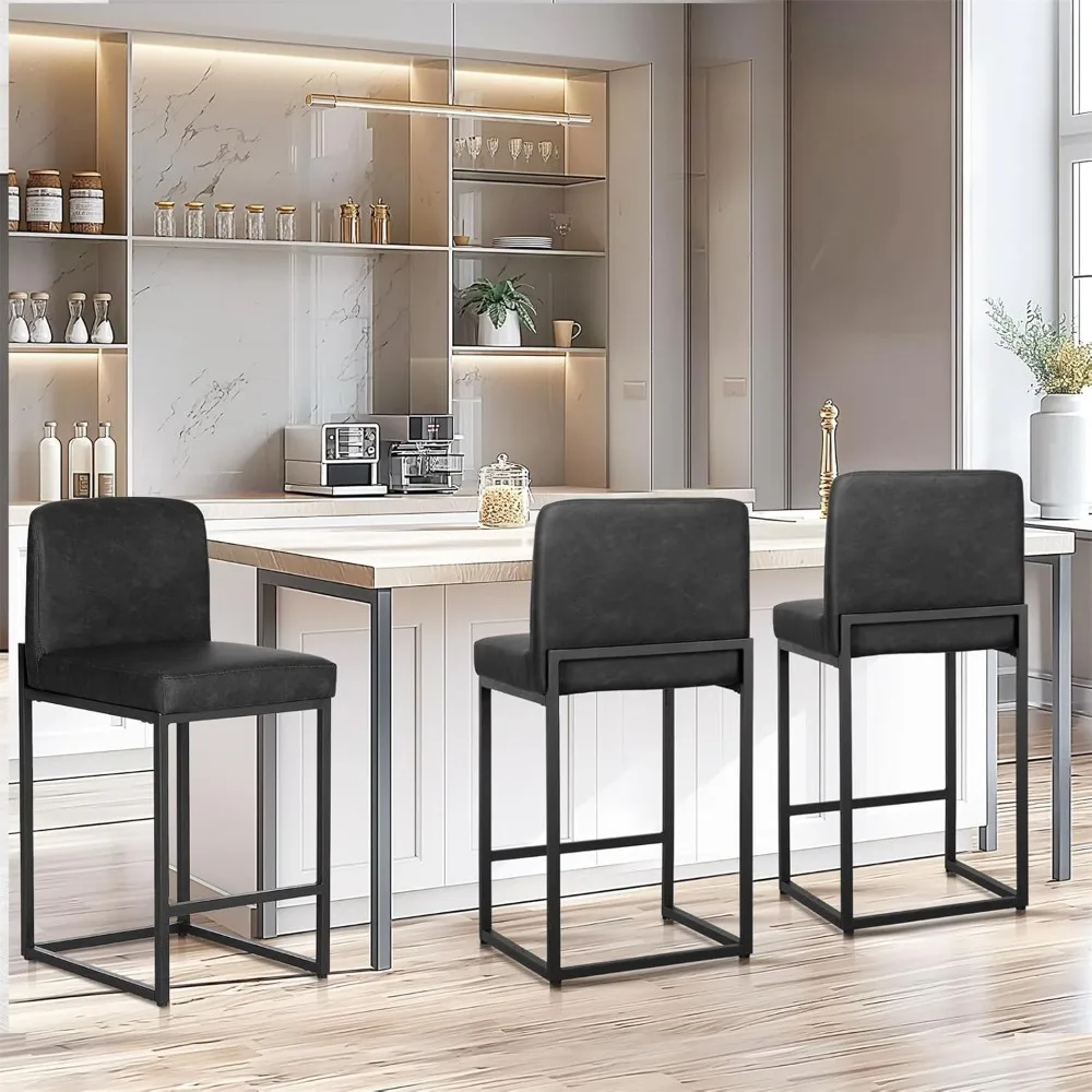 Sophia & William Black Bar Stools Set of 3, Counter Height 24" Bar Stools with Backs, Modern Faux Leather Bar Chairs
Sophia & William Black Bar Stools Set of 3, Counter Height 24" Bar Stools with Backs, Modern Faux Leather Bar Chairs
