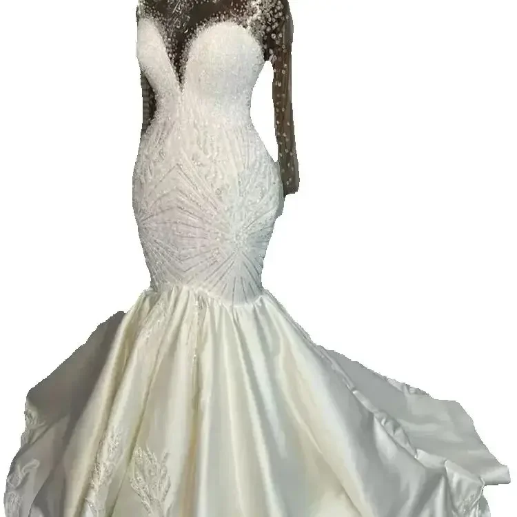 Customized Scoop Neck Heavy Beads Sequins Mermaid Wedding Dresses Chapel Train Vestido De Casamento Full Sleeves Bridal Gowns
Customized Scoop Neck Heavy Beads Sequins Mermaid Wedding Dresses Chapel Train Vestido De Casamento Full Sleeves Bridal Gowns