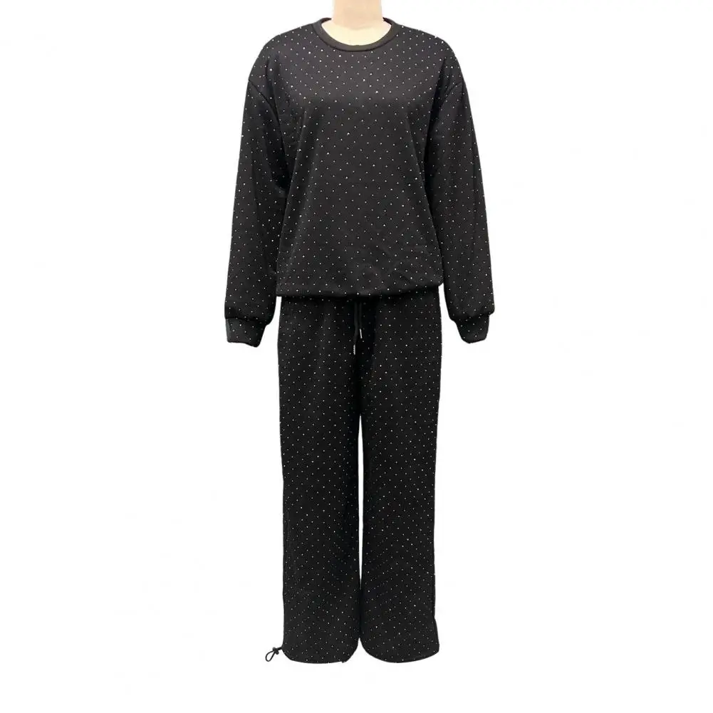 Women Loose Fit Suit Women's Rhinestone Decor Sweatshirt Wide Leg Trousers Set for Daily Wear Sport Outfit Round Neck for Fall
Women Loose Fit Suit Women's Rhinestone Decor Sweatshirt Wide Leg Trousers Set for Daily Wear Sport Outfit Round Neck for Fall