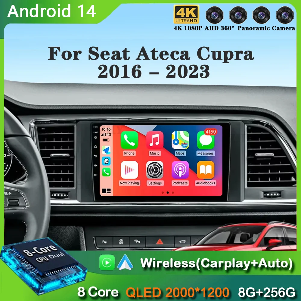 Android14 Беспроводное автомобильное радио CarPlay для Seat Ateca Cupra 2016-2021 Мультимедийный видеоплеер 4G WIFI GPS-камера Навигация
Android14 Беспроводное автомобильное радио CarPlay для Seat Ateca Cupra 2016-2021 Мультимедийный видеоплеер 4G WIFI GPS-камера Навигация